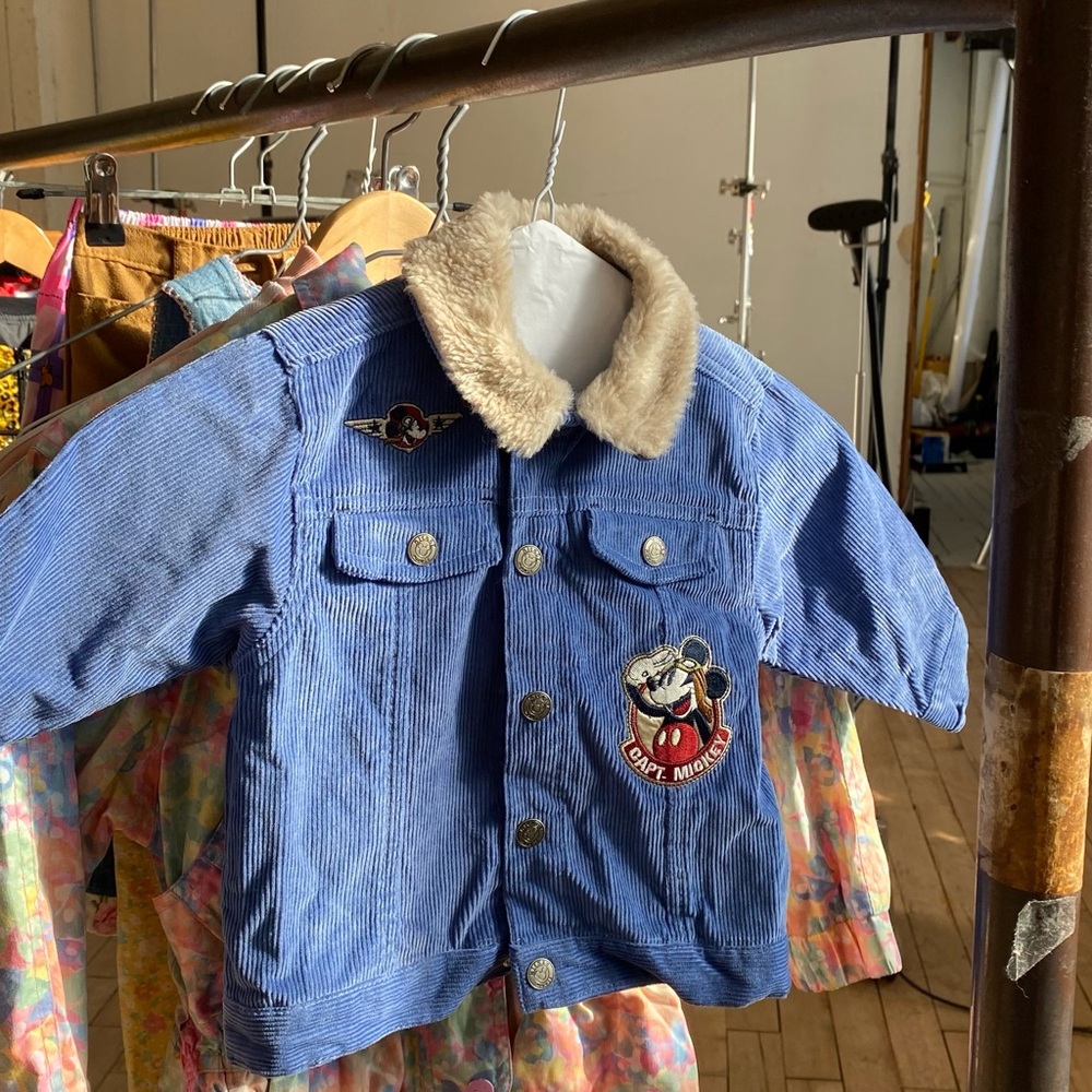 Disney Blue Corduroy Jacket with Fur Collar